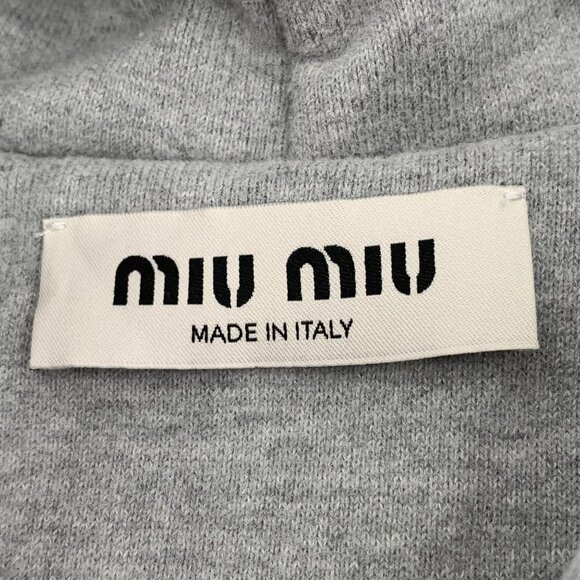 Miu Miu Gray Hooded Sweatshirt With Kangaroo Pocket L - Picture 5 of 8